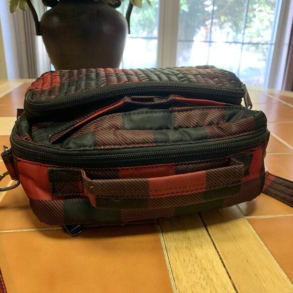 LUG Black & Red Buffalo Plaid Nylon MINI RANGER Crossbody Organizer - Picture 4 of 16